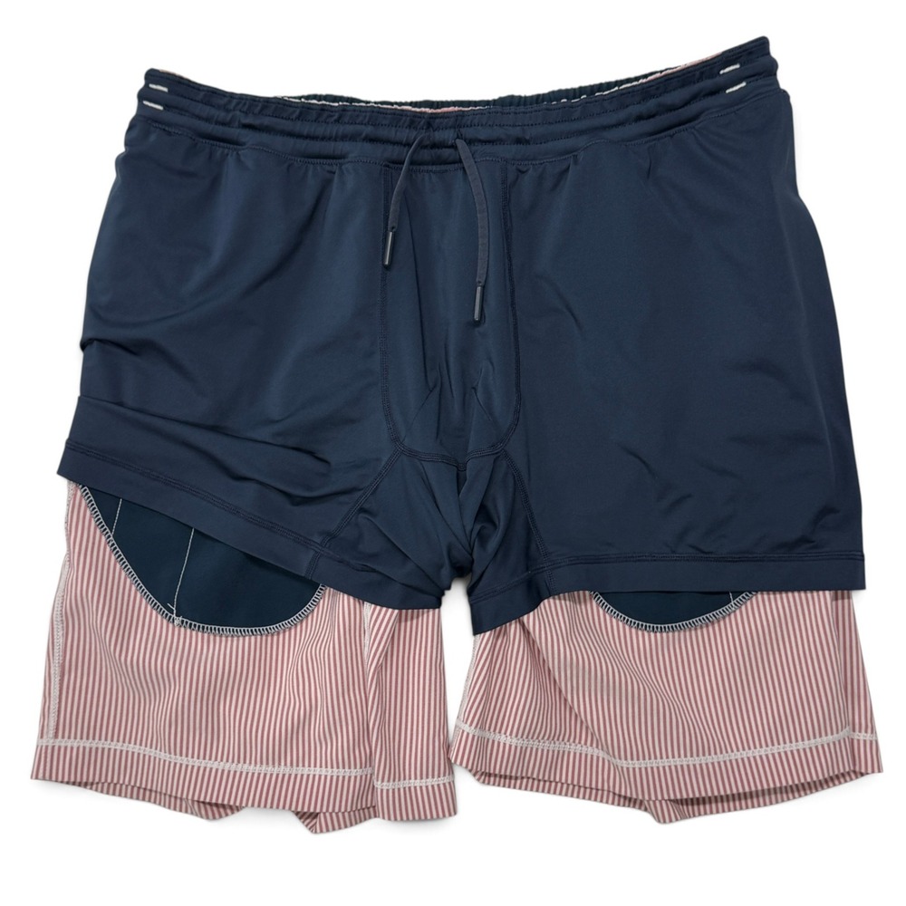 Birddogs Mens XXL Pinstripe Gym Shorts Red White Blue Stars Built-in Liner - Picture 7 of 9